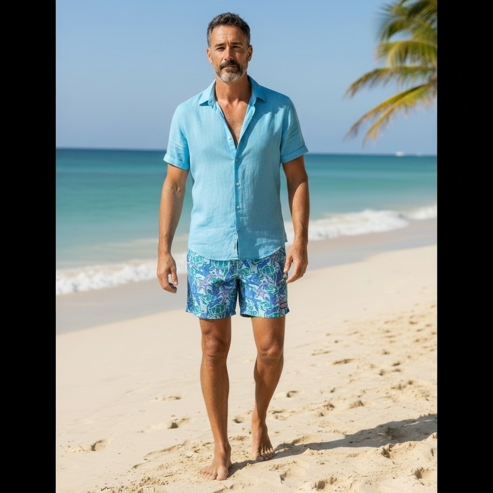 Vineyard Vines Men Swim Trunk Sea Turtle Starfish Board Shorts Vacation Beach S
